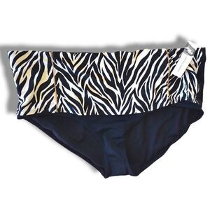 Jaclyn Smith Black Bikini Bottoms‎ Zebra White Stripe 2X Plus NEW with tags